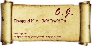 Obagyán Jónás névjegykártya